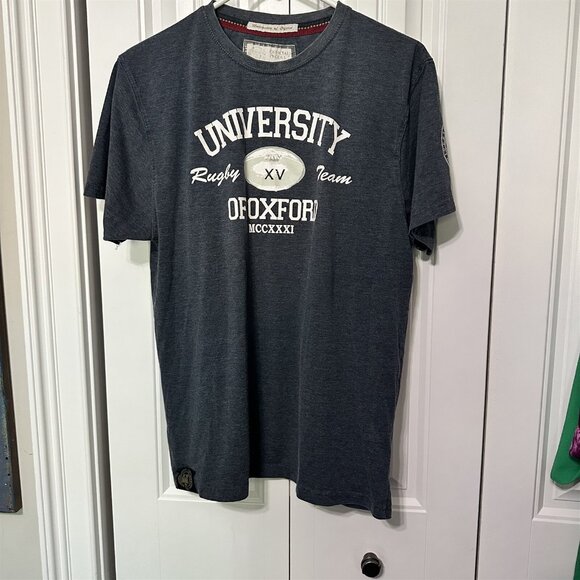 University of Oxford T Shirt Mens Medium Gray Rugby Team Graphic - Picture 1 of 6